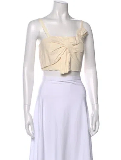 Pre-owned Farm Rio Linen Square Neckline Crop Top W/ Tags In Neutral