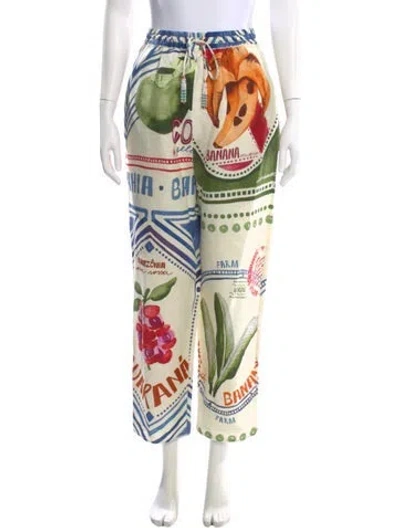 Pre-owned Farm Rio Linen Straight Leg Pants In Neutral