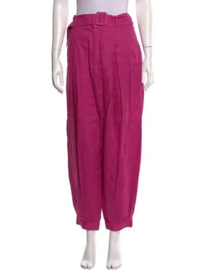 Pre-owned Farm Rio Linen Straight Leg Pants In Pink