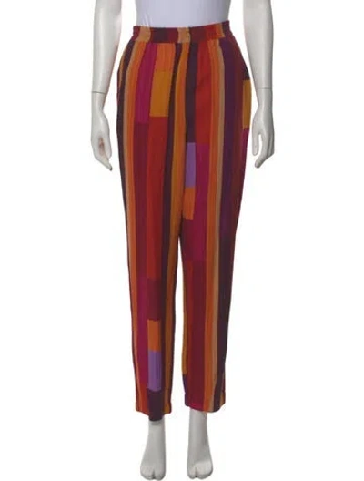 Pre-owned Farm Rio Linen Straight Leg Pants In Pink