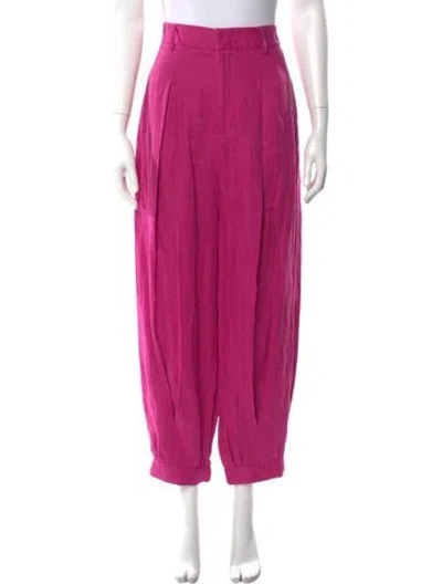 Pre-owned Farm Rio Linen Straight Leg Pants In Pink