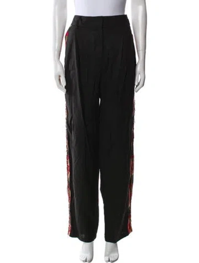 Pre-owned Farm Rio Linen Straight Leg Pants W/ Tags In Black
