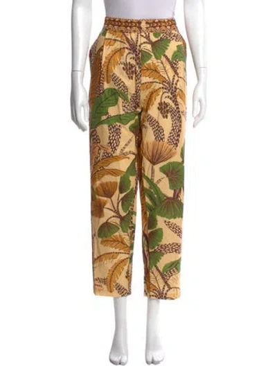 Pre-owned Farm Rio Linen Straight Leg Pants W/ Tags In Multi