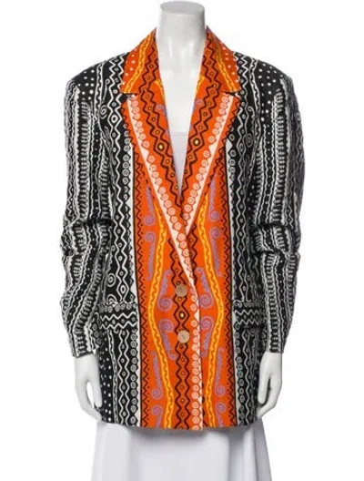 Pre-owned Farm Rio Linen Striped Vest W/ Tags In Orange