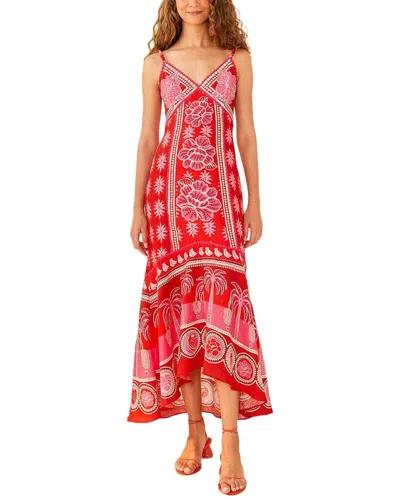 Farm Rio Linen Summer Sunrise Maxi Dress In Multi