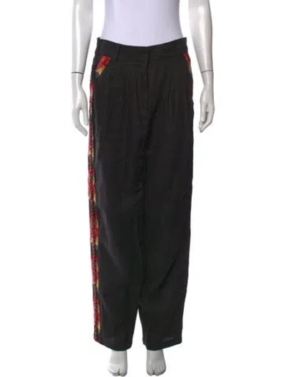 Pre-owned Farm Rio Linen Wide Leg Pants In Black