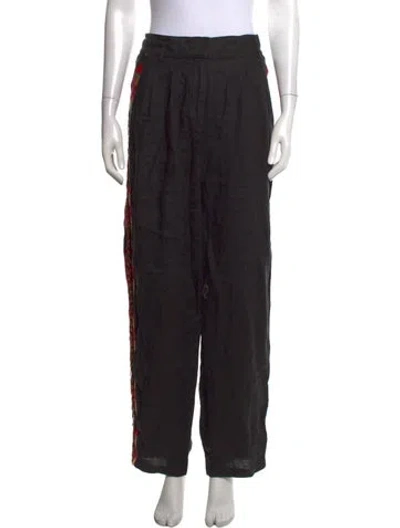 Pre-owned Farm Rio Linen Wide Leg Pants In Black