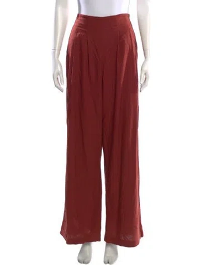 Pre-owned Farm Rio Linen Wide Leg Pants In Brown
