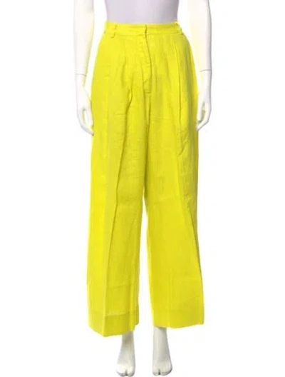 Pre-owned Farm Rio Linen Wide Leg Pants In Green