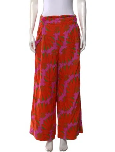 Pre-owned Farm Rio Linen Wide Leg Pants In Multi