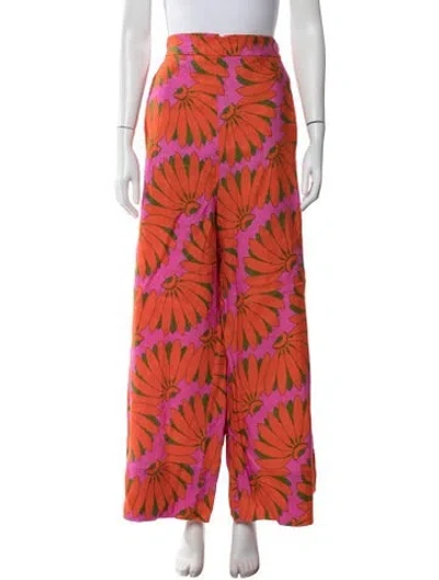 Pre-owned Farm Rio Linen Wide Leg Pants In Multi