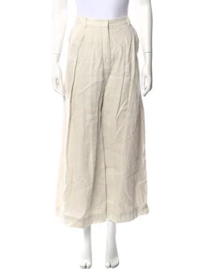 Pre-owned Farm Rio Linen Wide Leg Pants In Neutral