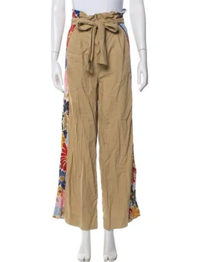 Pre-owned Farm Rio Linen Wide Leg Pants In Neutral