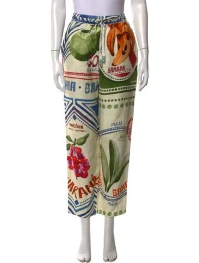 Pre-owned Farm Rio Linen Wide Leg Pants In Neutrals