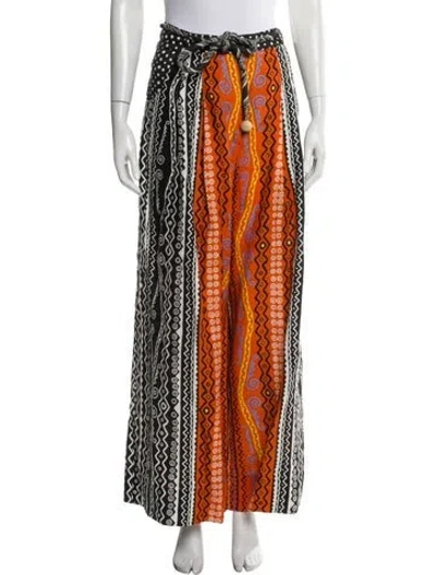 Pre-owned Farm Rio Linen Wide Leg Pants In Orange