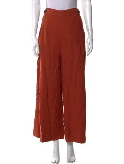 Pre-owned Farm Rio Linen Wide Leg Pants In Orange