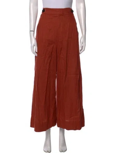 Pre-owned Farm Rio Linen Wide Leg Pants In Orange