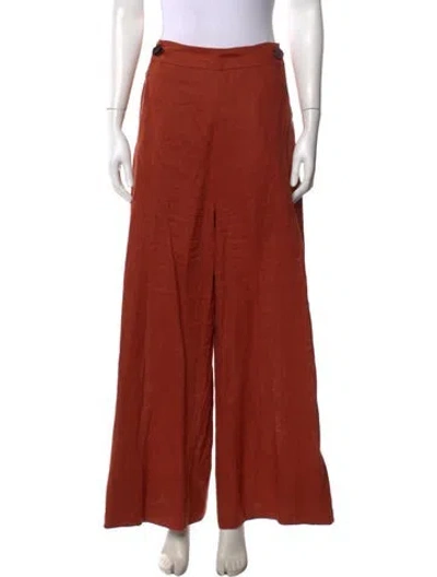 Pre-owned Farm Rio Linen Wide Leg Pants In Orange