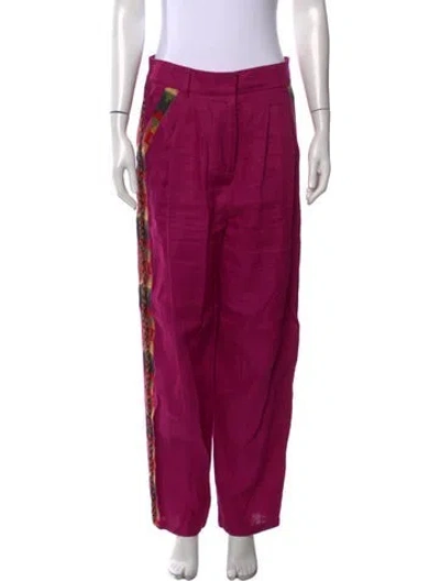 Pre-owned Farm Rio Linen Wide Leg Pants In Purple
