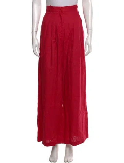 Pre-owned Farm Rio Linen Wide Leg Pants In Red