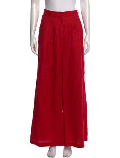 Pre-owned Farm Rio Linen Wide Leg Pants In Red