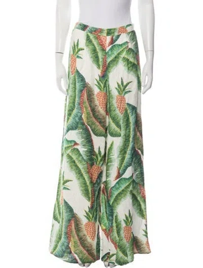 Pre-owned Farm Rio Linen Wide Leg Pants W/ Tags In Green