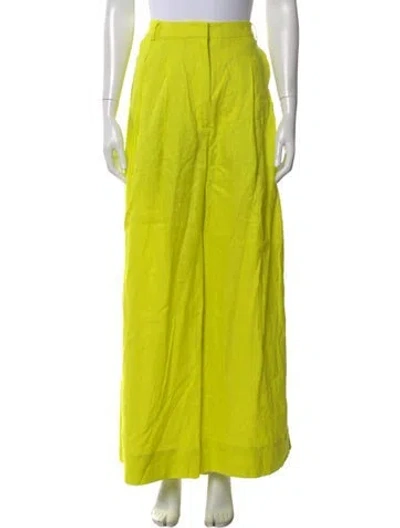 Pre-owned Farm Rio Linen Wide Leg Pants W/ Tags In Yellow