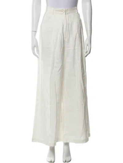 Pre-owned Farm Rio Linen Wide Leg Pants In White