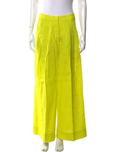 Pre-owned Farm Rio Linen Wide Leg Pants In Yellow