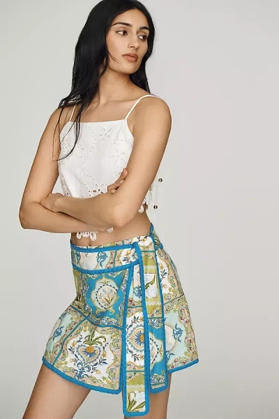 Farm Rio Linen Wrap Skort In Black