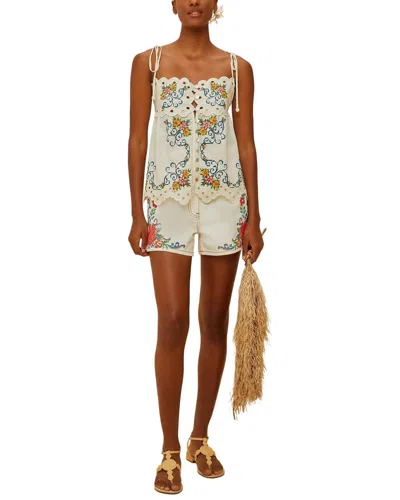 Farm Rio Linen-blend Grandmas Treasure Lacy Blouse In Multi