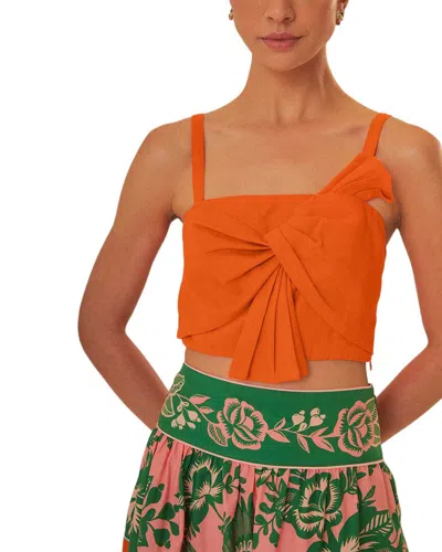 Farm Rio Linen-blend Orange Front Bow Top