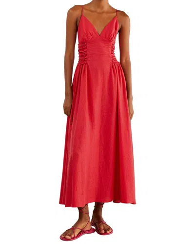 Farm Rio Linen-blend Red Sleeveless Midi Dress