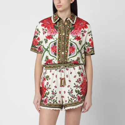 Farm Rio Linen-blend Shirt With Floral Print Women In Multi