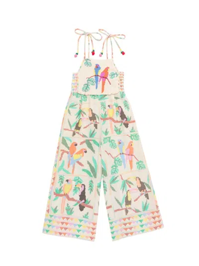 Farm Rio Babies' Little Girl's & Girl's Stitched Birds Jumpsuit In Neutral