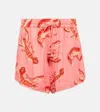 FARM RIO LOBSTERS PRINTED LINEN-BLEND SHORTS