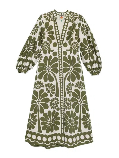 Farm Rio Long Dress In Green