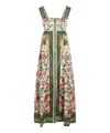 Farm Rio Green Cotton Dress In Multicolor