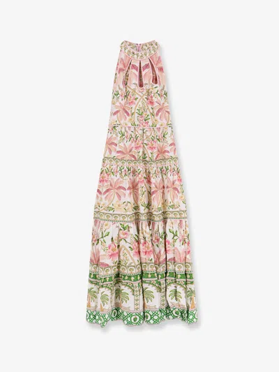 Farm Rio Long Dress With Floral Print In Multi