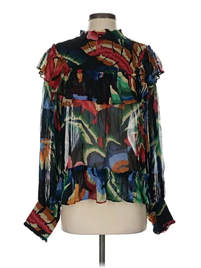 Pre-owned Farm Rio Long Sleeve Blouse In Black