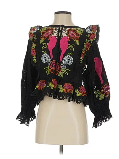 Farm Rio Long Sleeve Blouse In Black