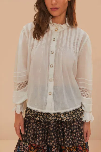 Farm Rio Long Sleeve Blouse In Off White