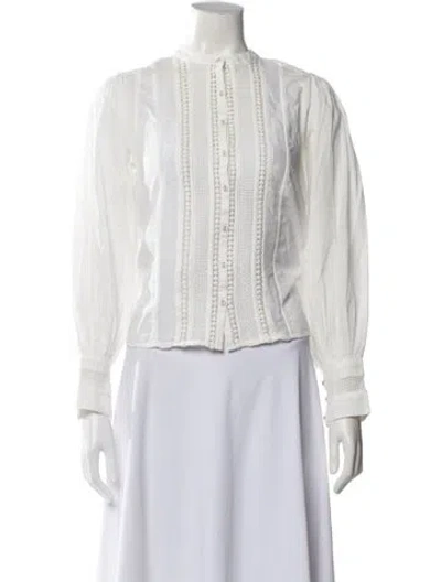 Pre-owned Farm Rio Long Sleeve Blouse W/ Tags In White