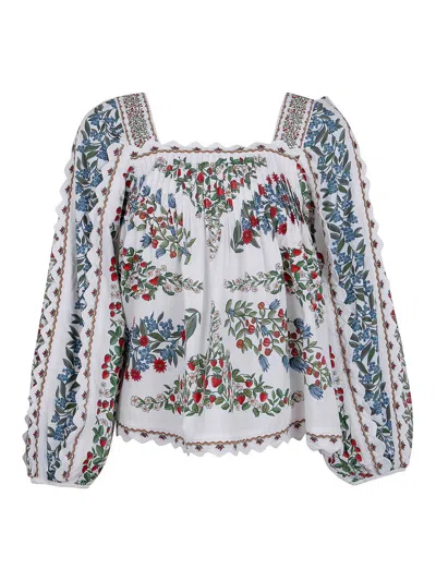 Farm Rio Long Sleeve Blouse In White