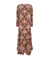 Farm Rio Pineapple Jewelry Multicolor Midi Dress With Flared Hem And All-over Floral Print In Tech Fabric Wom