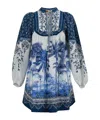 Farm Rio Palm Tree Print Mini Beach Dress In Blue
