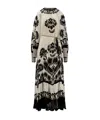 Farm Rio Viscose Dress With Floral Arabesque Motif In White