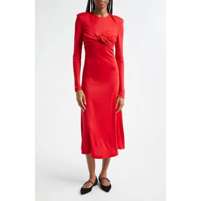 Farm Rio Twisted Jersey Midi Dress In Red