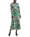 Shop Farm Rio Long Sleeve Printed Midi Dress In Lace Nature Black