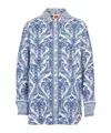 Farm Rio Blue Tropical Cameo Off-white Pajama Shirt Blue Tropical Cameo Off-white